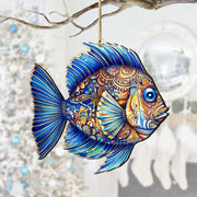Coastal Decorations - Sapphire Sea Fish Wooden Ornaments by G. Debrekht Coastal Holiday Decor - 8688307 - Freeyouthzbandz