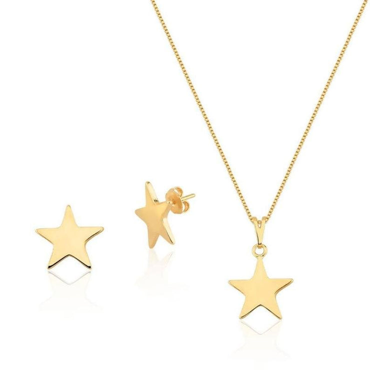 Gold Filled Star Necklace & Stud Earrings Set - Freeyouthzbandz