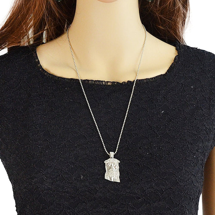 Designer Jewellery Long Silver Gold Popcorn Chain Rhinestone Avatar Pendant Necklace - Freeyouthzbandz