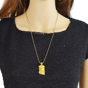 Designer Jewellery Long Silver Gold Popcorn Chain Rhinestone Avatar Pendant Necklace - Freeyouthzbandz