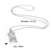 Designer Jewellery Long Silver Gold Popcorn Chain Rhinestone Avatar Pendant Necklace - Freeyouthzbandz