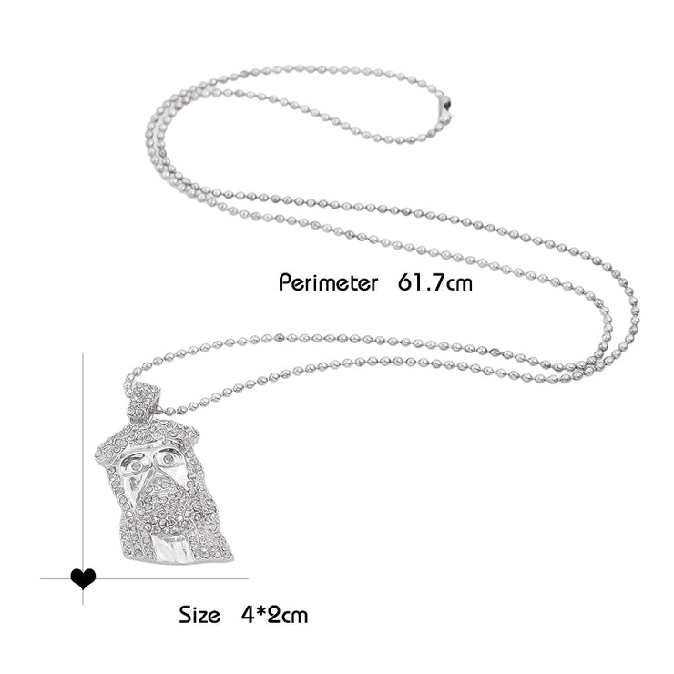 Designer Jewellery Long Silver Gold Popcorn Chain Rhinestone Avatar Pendant Necklace - Freeyouthzbandz