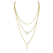 Multi - layer Gold Silver Chain Triangle Bar Charm Necklace Party Daily Jewellery - Freeyouthzbandz