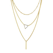 Multi - layer Gold Silver Chain Triangle Bar Charm Necklace Party Daily Jewellery - Freeyouthzbandz