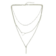 Multi - layer Gold Silver Chain Triangle Bar Charm Necklace Party Daily Jewellery - Freeyouthzbandz