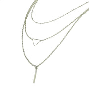 Multi - layer Gold Silver Chain Triangle Bar Charm Necklace Party Daily Jewellery - Freeyouthzbandz