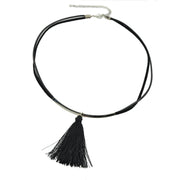 Punk Jewellery Metal Decor Black Pu Leather Tassel Charm Tattoo Choker Necklace - Freeyouthzbandz