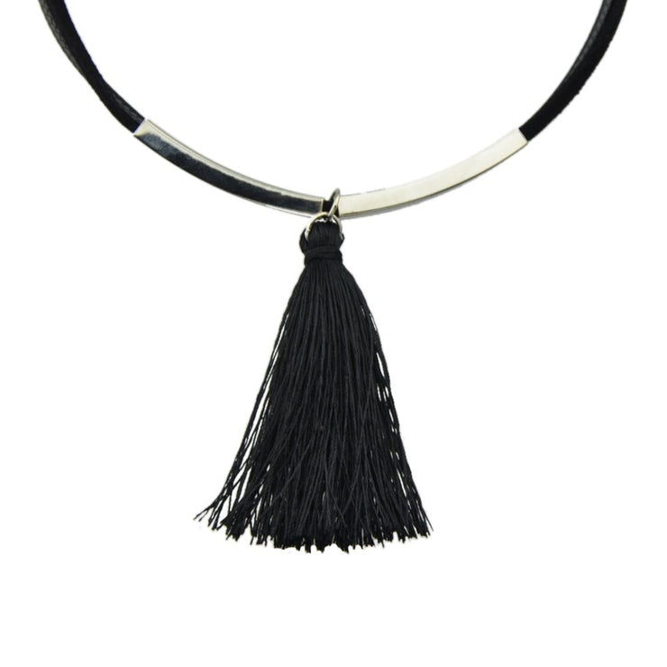 Punk Jewellery Metal Decor Black Pu Leather Tassel Charm Tattoo Choker Necklace - Freeyouthzbandz