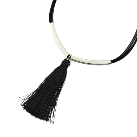 Punk Jewellery Metal Decor Black Pu Leather Tassel Charm Tattoo Choker Necklace - Freeyouthzbandz