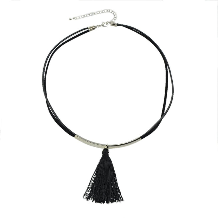 Punk Jewellery Metal Decor Black Pu Leather Tassel Charm Tattoo Choker Necklace - Freeyouthzbandz