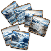 Glacier's Majesty Wooden Cork Placemat and Coasters Gift Set of 7 by Nature Wonders Nature Wildlife Decor - 85402C - S7 - Freeyouthzbandz