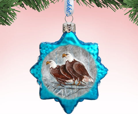 Eagles Snowflake Mercury Glass Ornament by G. DeBrekht - Wildlife Holiday Décor - 771033 - Freeyouthzbandz