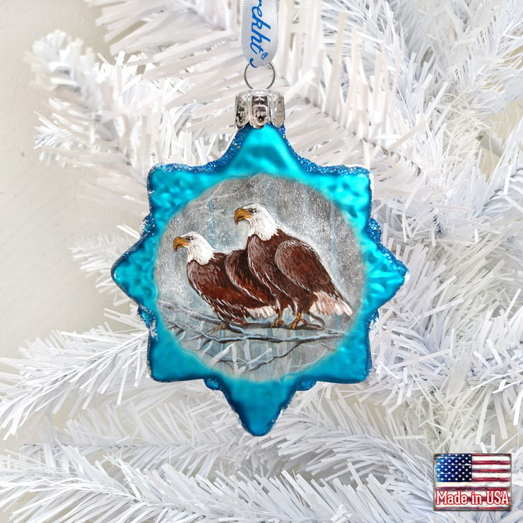 Eagles Snowflake Mercury Glass Ornament by G. DeBrekht - Wildlife Holiday Décor - 771033 - Freeyouthzbandz