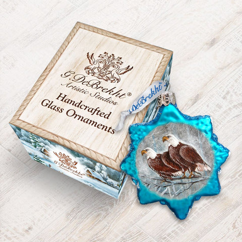 Eagles Snowflake Mercury Glass Ornament by G. DeBrekht - Wildlife Holiday Décor - 771033 - Freeyouthzbandz
