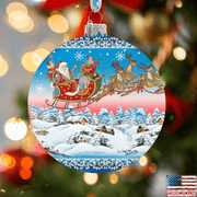 Up - Up and Away Glass Ornament by D. Gelsinger - Christmas Santa Snowman Decor - 71160 - Freeyouthzbandz