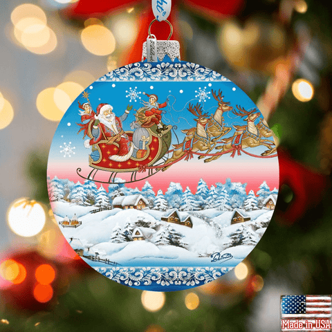 Up - Up and Away Glass Ornament by D. Gelsinger - Christmas Santa Snowman Decor - 71160 - Freeyouthzbandz