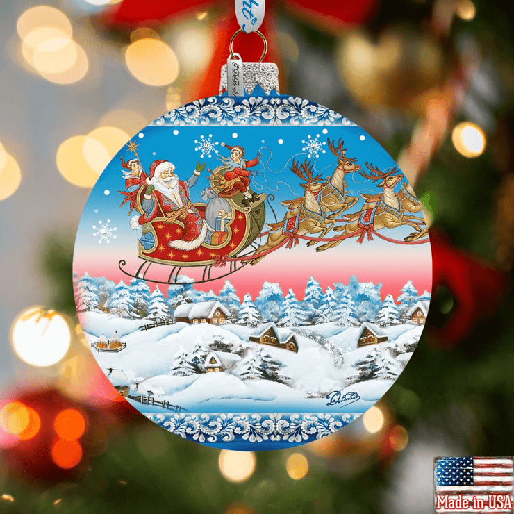 Up - Up and Away Glass Ornament by D. Gelsinger - Christmas Santa Snowman Decor - 71160 - Freeyouthzbandz
