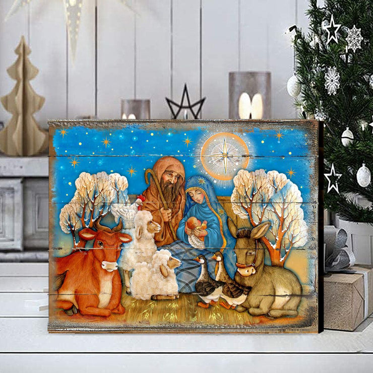 Nostalgic Nativity Wooden Wall Art by G. DeBrekht - Nativity Holiday Decor - 8673852B - Freeyouthzbandz
