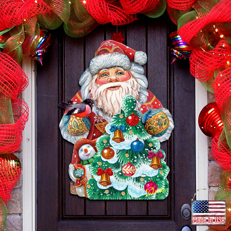 Santa Tree Decorating Christmas Door Decor by G. DeBrekht - Christmas Santa Snowman Decor - 8119181H - Freeyouthzbandz