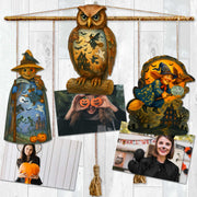 Halloween Clip - On Eco Wood Decorative Ornaments Set of 3 – Scarecrow, Owl & Witch – Handcrafted Décor by G. DeBrekht – 8091049C - S3 - Freeyouthzbandz
