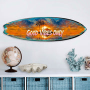 Good Vibes Only Surfboard Wall Art by G. DeBrekht – Handcrafted Coastal Decor for Beach House & Tropical Interiors – 8490145HS - Freeyouthzbandz