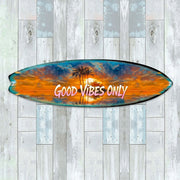 Good Vibes Only Surfboard Wall Art by G. DeBrekht – Handcrafted Coastal Decor for Beach House & Tropical Interiors – 8490145HS - Freeyouthzbandz
