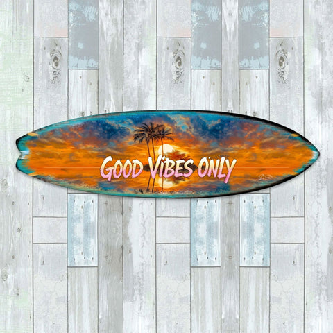 Good Vibes Only Surfboard Wall Art by G. DeBrekht – Handcrafted Coastal Decor for Beach House & Tropical Interiors – 8490145HS - Freeyouthzbandz