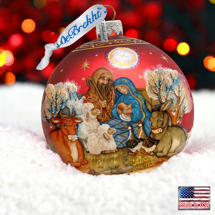 Story of Nativity Ball Glass Ornament Limited Edition by G. DeBrekht - Nativity Holiday Decor - 73853 - Freeyouthzbandz