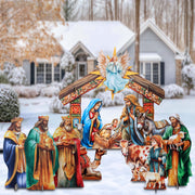 Life - Size Illustrated Holy Family Outdoor Complete NATIVITY Set – Handcrafted Christmas Yard Display by G. DeBrekht - Nativity Holiday Decor - 8621038F - S13 - XXLG - Freeyouthzbandz