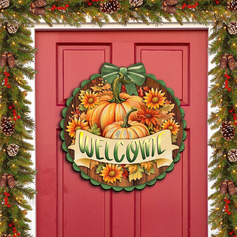 Welcome Front Door Welcome Sign, Wooden Front Porch Decor by G. Debrekht Thanksgiving Halloween Decor - 933123H - Freeyouthzbandz