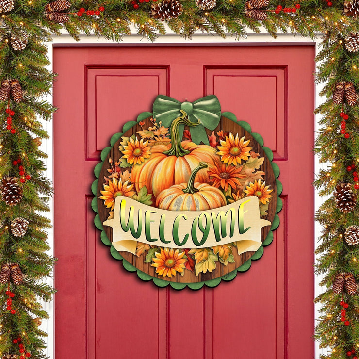 Welcome Front Door Welcome Sign, Wooden Front Porch Decor by G. Debrekht Thanksgiving Halloween Decor - 933123H - Freeyouthzbandz