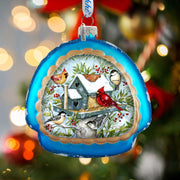 Mercury Glass Birdhouse - Winter Cardinals - Christmas Tree Decor by Susan Winget - Welcome Winter - Handmade Gift - Handblown Glass - 756 - 115 - SW - Freeyouthzbandz