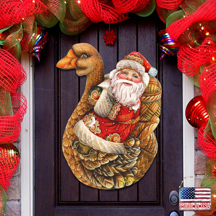 Christmas Goose Santa Christmas Door Decor by G. DeBrekht - Christmas Santa Snowman Decor - 8121633H - Freeyouthzbandz