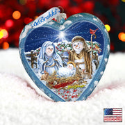 Snow Family Nativity Heart Glass Ornament Limited Edition by D. Gelsinger - Christmas Decor - 738 - 102 - DG - Freeyouthzbandz