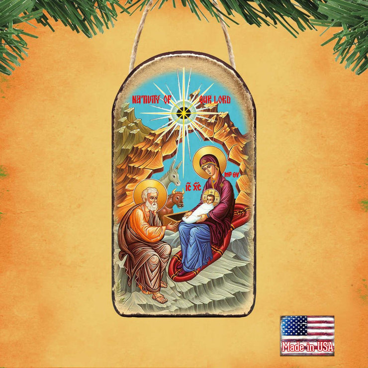 Orthodox Nativity Religious Christian Sacred Icon Ornament - Inspirational Icon Decor - 87052 - Freeyouthzbandz