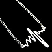 Cool Punk Goth Black Silver Chain Minimalist Heartbeat Abstract Art Necklace - Freeyouthzbandz