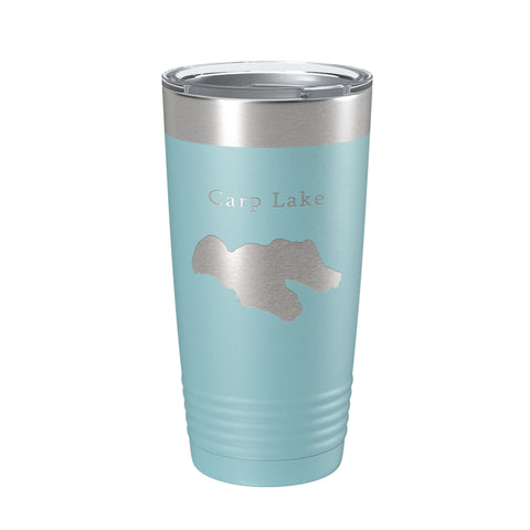 Carp Lake Map Tumbler Travel Mug Insulated Laser Engraved Coffee Cup Michigan 20 oz - Freeyouthzbandz