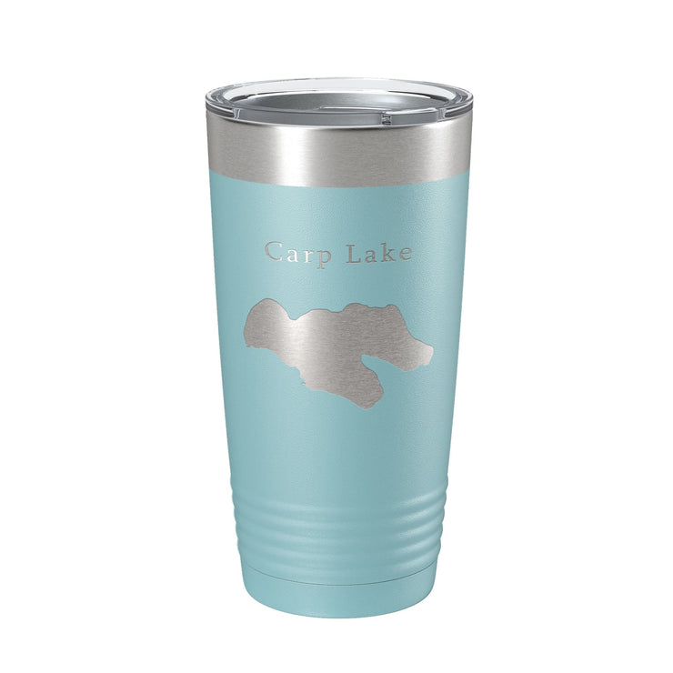 Carp Lake Map Tumbler Travel Mug Insulated Laser Engraved Coffee Cup Michigan 20 oz - Freeyouthzbandz