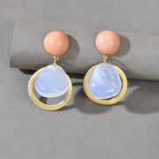 Elegant Round Water Drop Beads Gold Circle Dangle Hypoallergenic Stud Earrings - Freeyouthzbandz