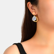 Elegant Round Water Drop Beads Gold Circle Dangle Hypoallergenic Stud Earrings - Freeyouthzbandz