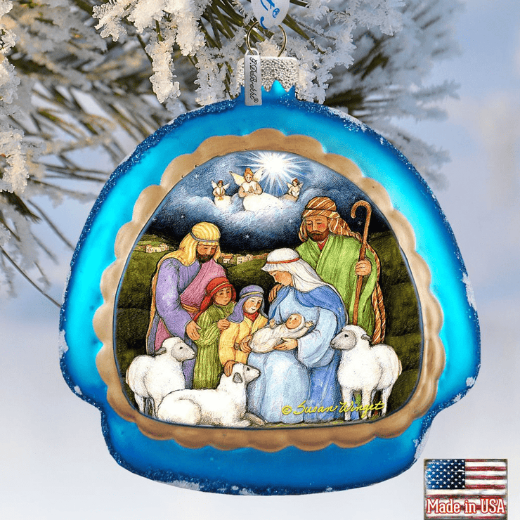 Holy Night Glass Ornament by Susan Winget - Nativity Holiday Decor - 756 - 205 - SW - Freeyouthzbandz