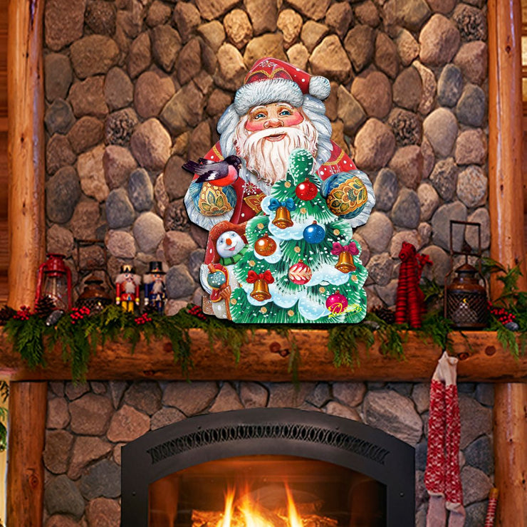 Santa Tree Decorating Christmas Door Decor by G. DeBrekht - Christmas Santa Snowman Decor - 8119181H - Freeyouthzbandz