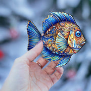Coastal Decorations - Sapphire Sea Fish Wooden Ornaments by G. Debrekht Coastal Holiday Decor - 8688307 - Freeyouthzbandz