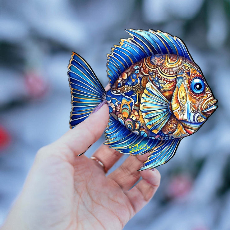 Coastal Decorations - Sapphire Sea Fish Wooden Ornaments by G. Debrekht Coastal Holiday Decor - 8688307 - Freeyouthzbandz