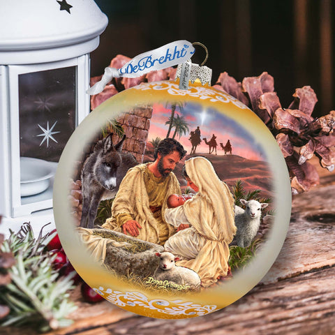 A Miracle Is Born in Gold Lg Glass Ornament by D. Gelsinger - Nativity Holiday Decor - 73952G - Freeyouthzbandz