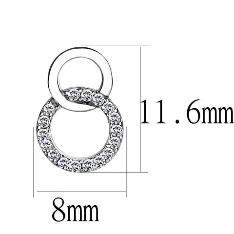 DA179 - High polished (no plating) Stainless Steel Earrings with AAA Grade CZ in Clear - Freeyouthzbandz