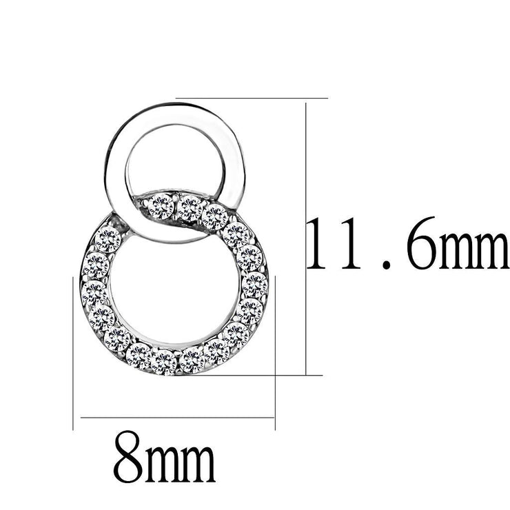 DA179 - High polished (no plating) Stainless Steel Earrings with AAA Grade CZ in Clear - Freeyouthzbandz