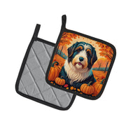 Bearded Collie Fall Pair of Pot Holders - Freeyouthzbandz