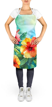 Hawaii Hawaiian Hibiscus in Watercolor Apron - Freeyouthzbandz