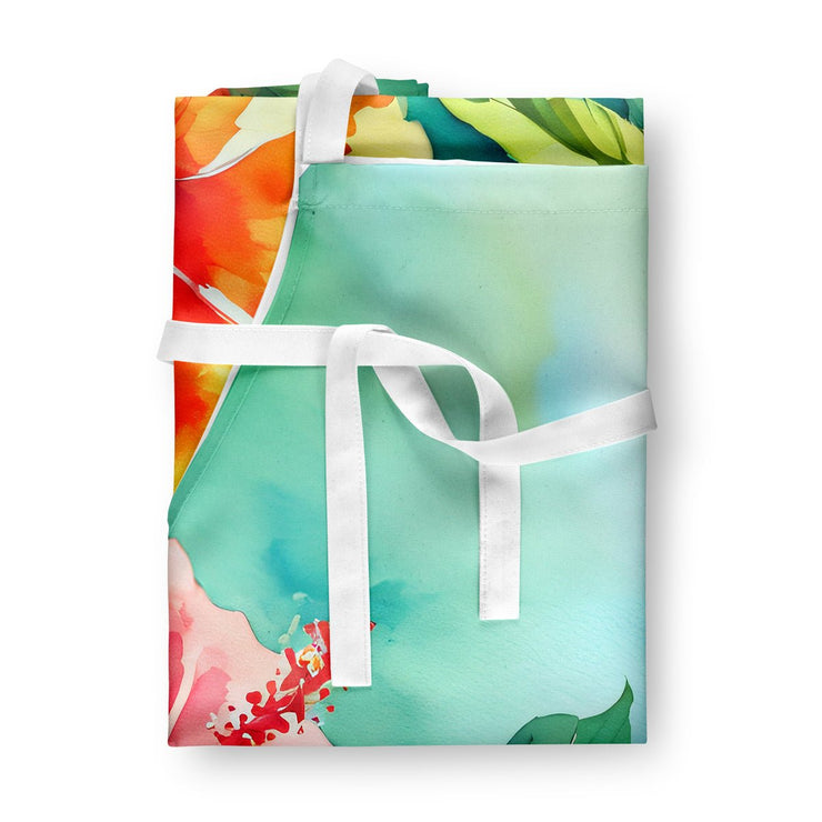 Hawaii Hawaiian Hibiscus in Watercolor Apron - Freeyouthzbandz